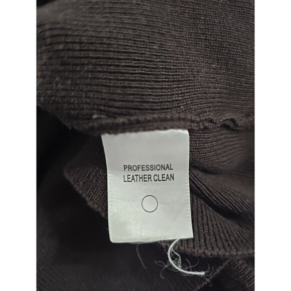 Chocolate Brown Leather Panel Knit Sweater Jacket Womens 5X Plus Pockets Classic - Picture 7 of 7